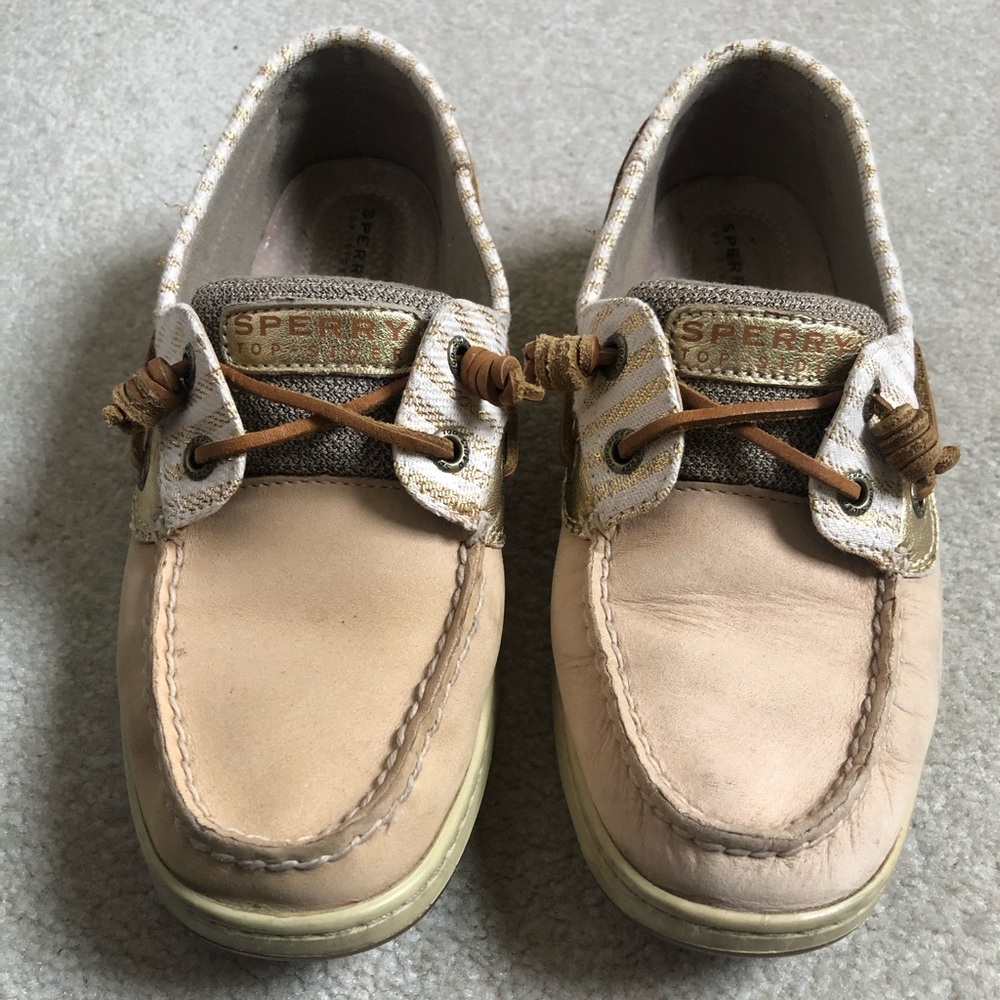 Sperry Blush Pink and Tan Leather Boat Shoes